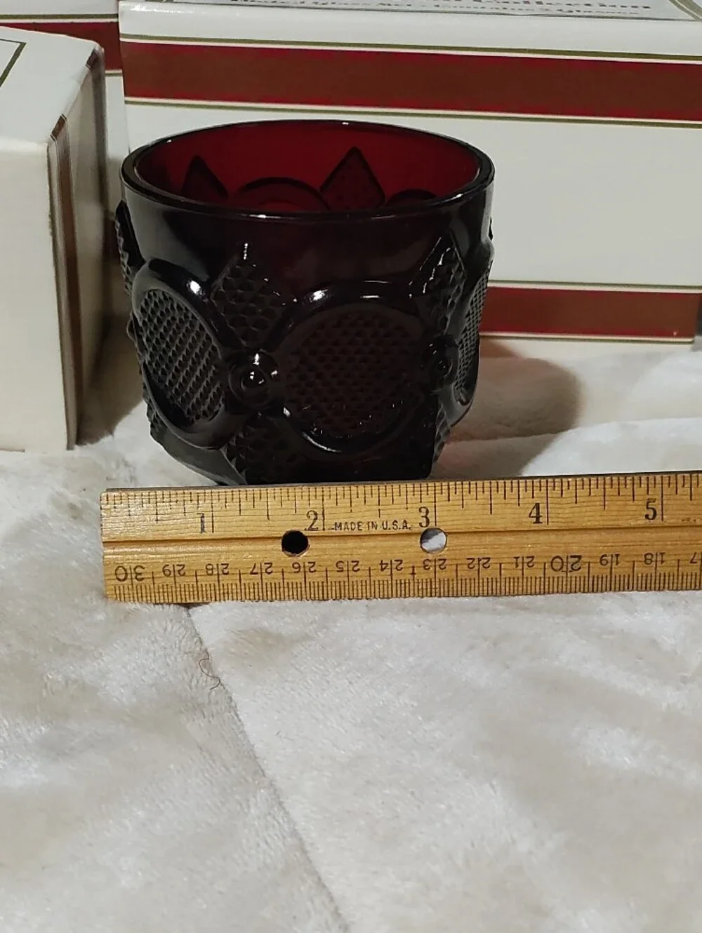 6 Glasses/ 3 Sets Avon 1876 Cape Cod Collection Deep Ruby Red Footed Glass